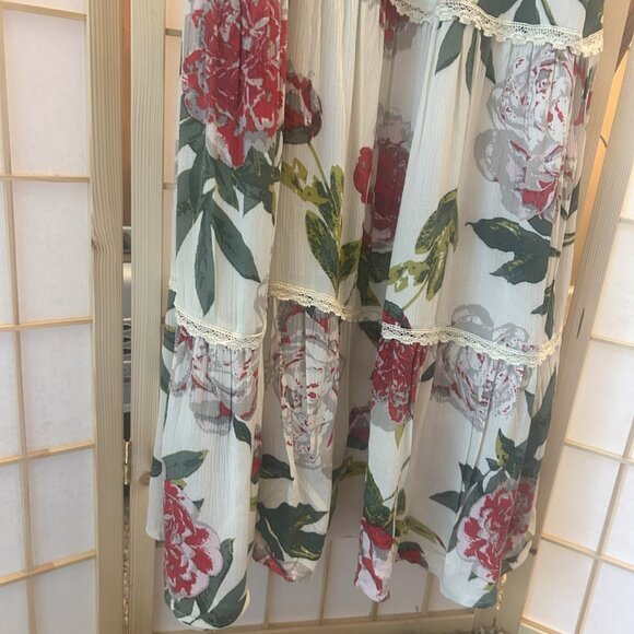 One Clothing Camisole Strap Tiered Colorful Floral Maxi Dress Size M Flowy Skirt - Picture 4 of 16